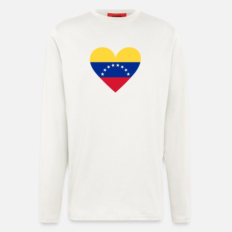 Venezuela Herz Flagge Design - Langarmshirt - made by SPREAD  - OFF WHITE