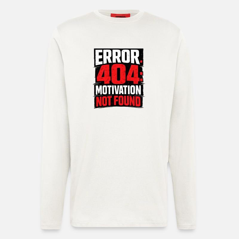404-Motivation Not Found Minimalistisch - Langarmshirt - made by SPREAD  - OFF WHITE