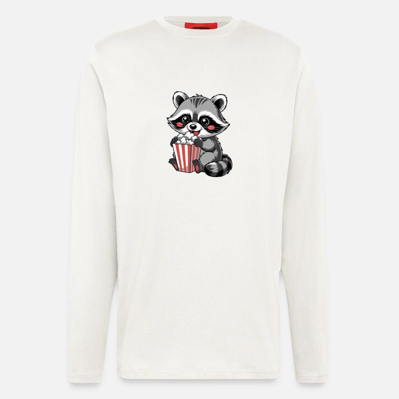 Kuschelnder Waschbär Popcorn - Langarmshirt - made by SPREAD  - OFF WHITE