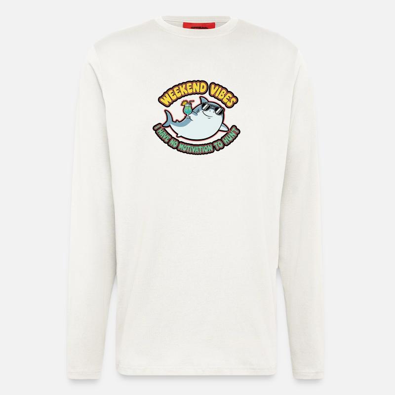 Weekend Vibes Shark Cocktail Tee - Langarmshirt - made by SPREAD  - OFF WHITE