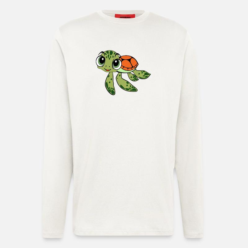 Fröhliche Schildkrötenkarikatur - Langarmshirt - made by SPREAD  - OFF WHITE