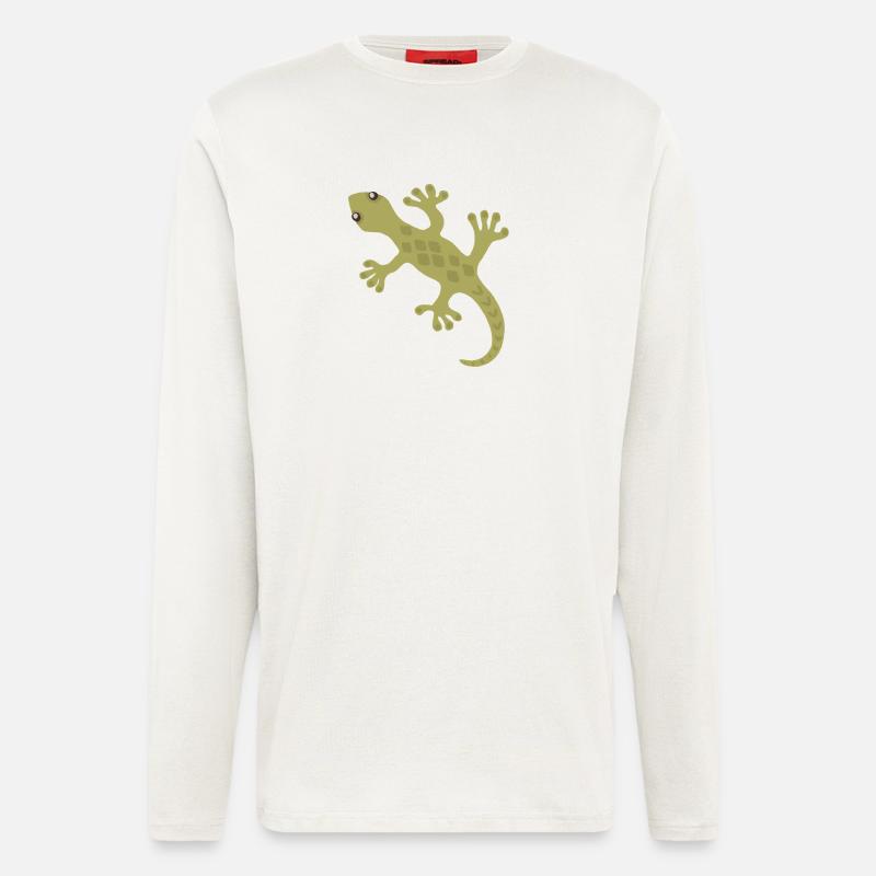 Lime Gecko Silhouette Pattern - Longsleeve - made by SPREAD  - OFF WHITE