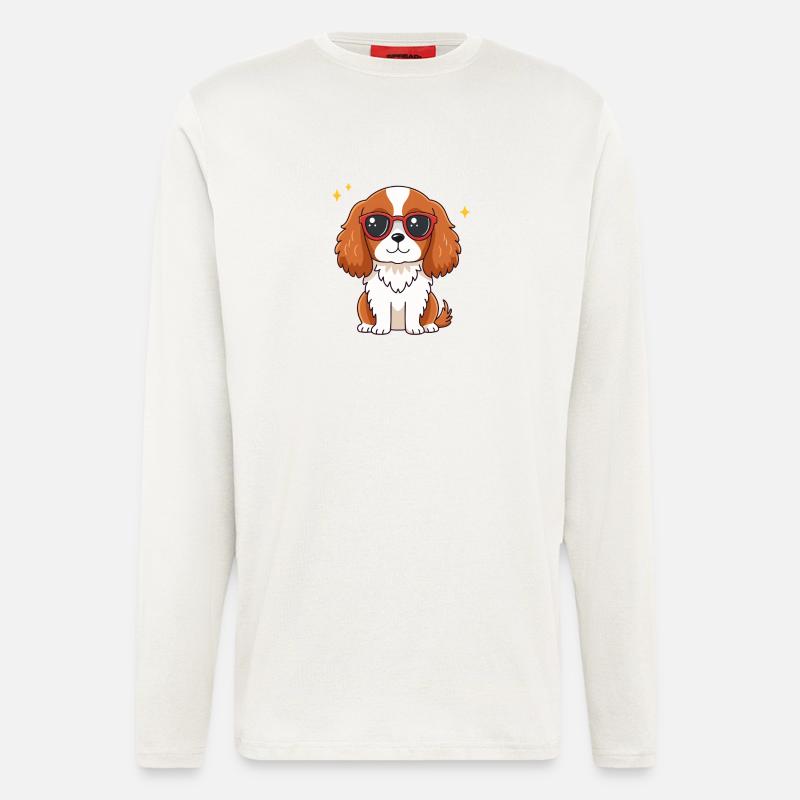 Schicker Hund mit roter Brille - Langarmshirt - made by SPREAD  - OFF WHITE