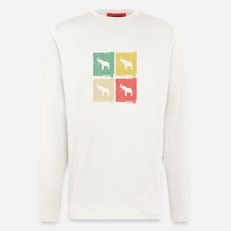 Elephant Quadri Pastel Pattern - Longsleeve - made by SPREAD  - OFF WHITE