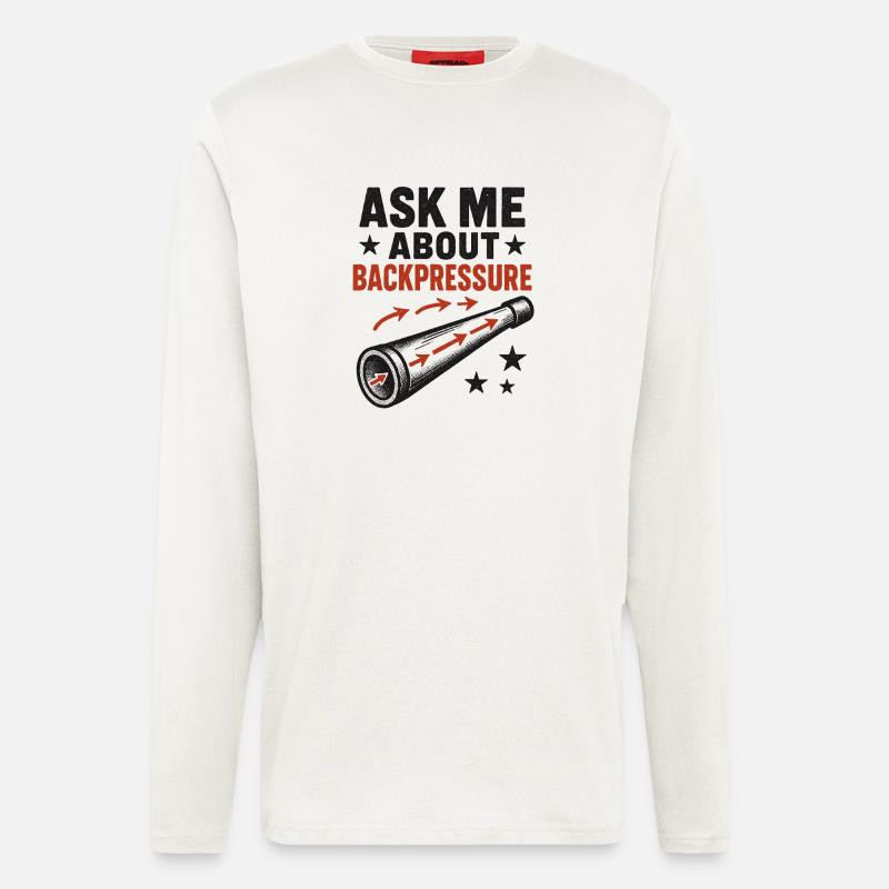 Frag mich nach Backpressure | Didgeridoo Technik - Langarmshirt - made by SPREAD  - OFF WHITE