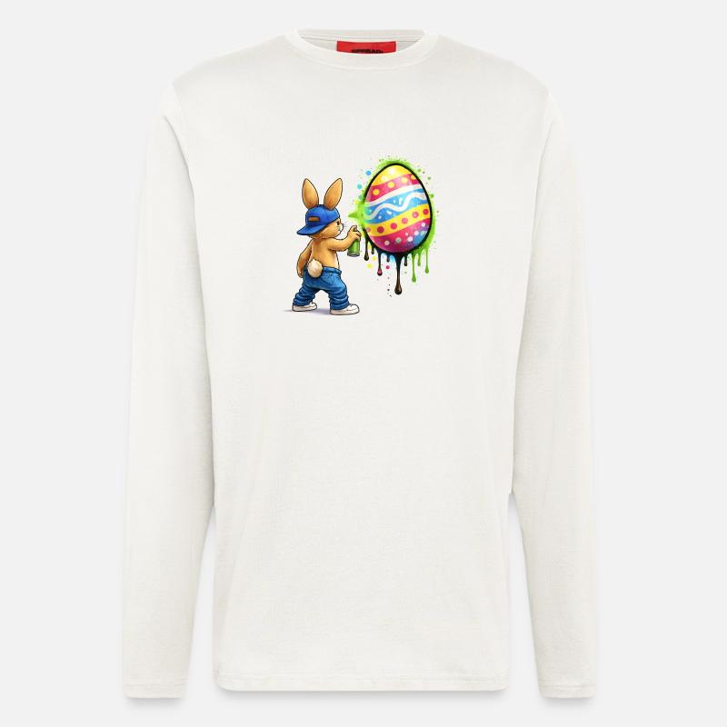 Graffiti Hase mit Osterei - Langarmshirt - made by SPREAD  - OFF WHITE