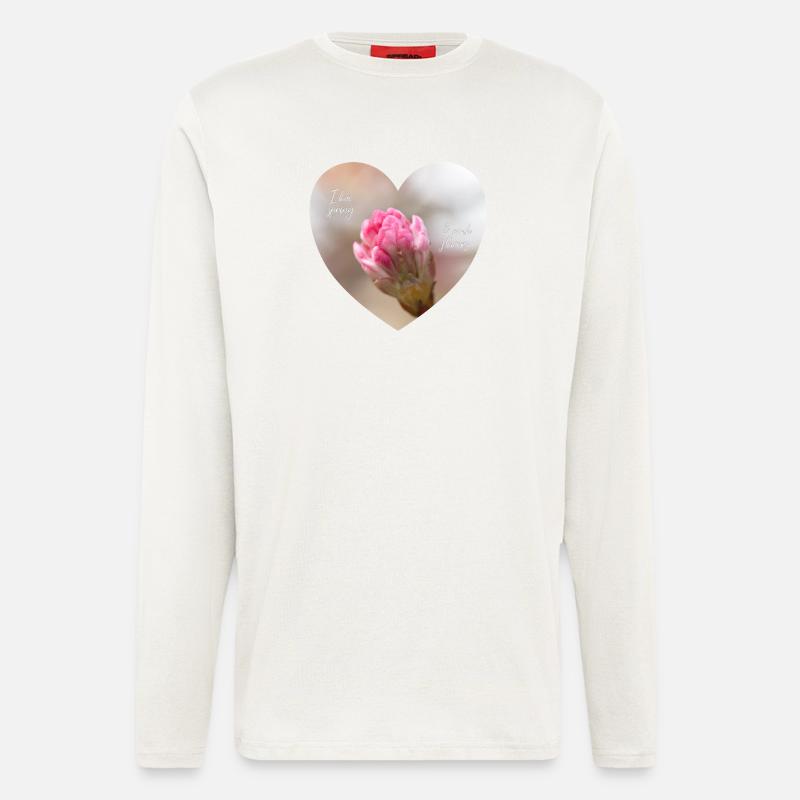 Frühlingsliebe ein pinkes Blütenherz - Langarmshirt - made by SPREAD  - OFF WHITE