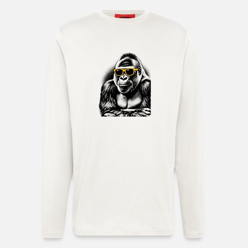 Gorilla Halftone – Neon Gelbe Sonnenbrille - Langarmshirt - made by SPREAD  - OFF WHITE