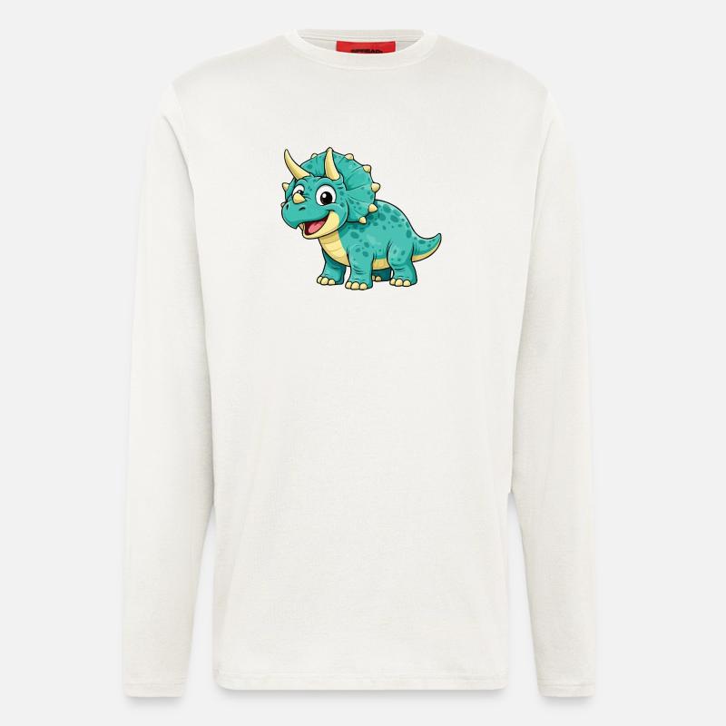 Triceratops Dino Comic - Langarmshirt - made by SPREAD  - OFF WHITE