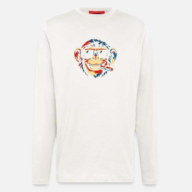 Cigar Sunglass Monkey Pop Art - Longsleeve - made by SPREAD  - OFF WHITE