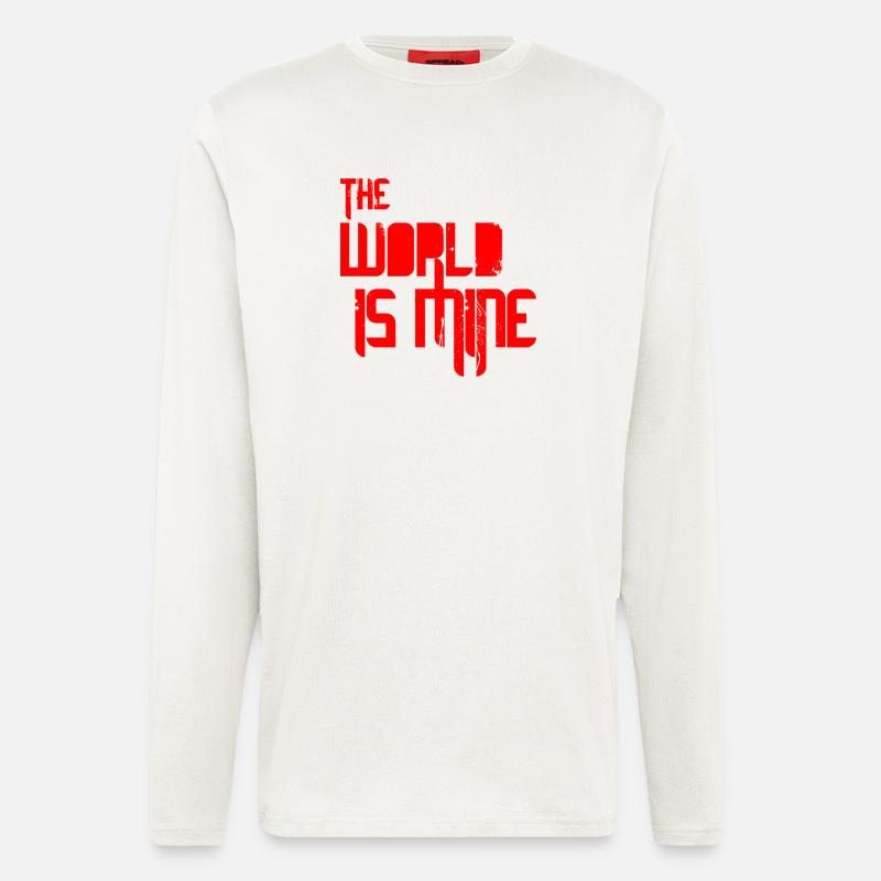 Die Welt gehört mir – rot - Langarmshirt - made by SPREAD  - OFF WHITE
