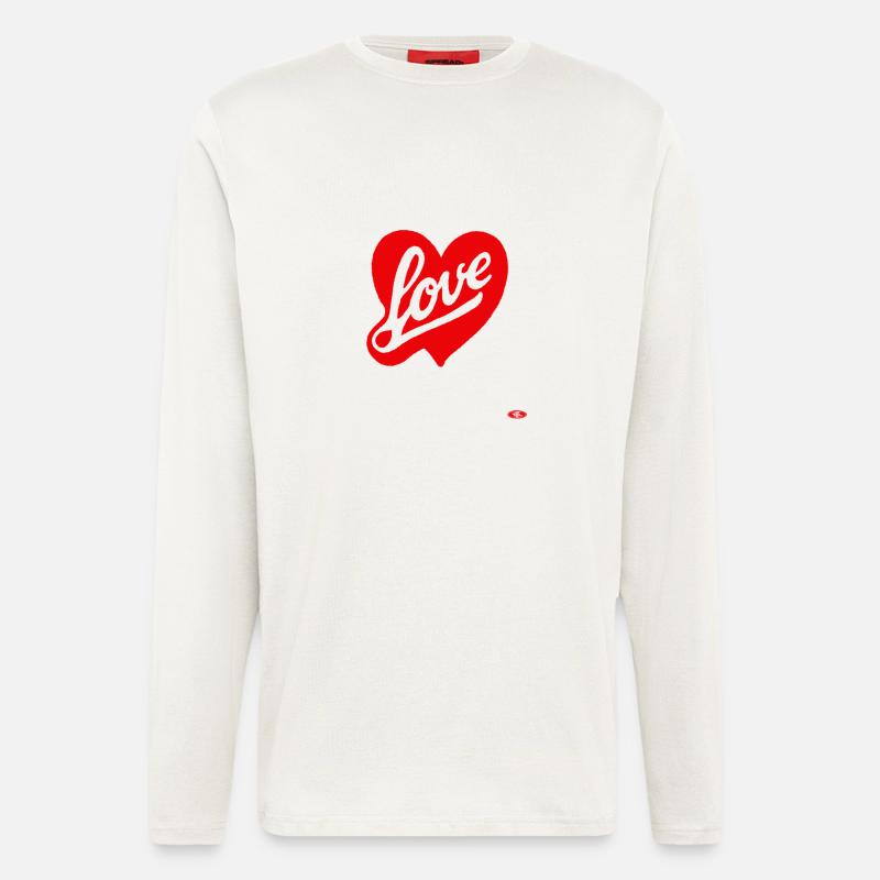 Red Love Heart Script Design - Longsleeve - made by SPREAD  - OFF WHITE