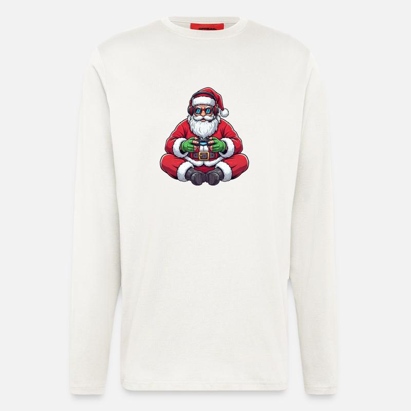 Gamer Weihnachtsmann Spielt Videospiel-Controller - Langarmshirt - made by SPREAD - OFF WHITE