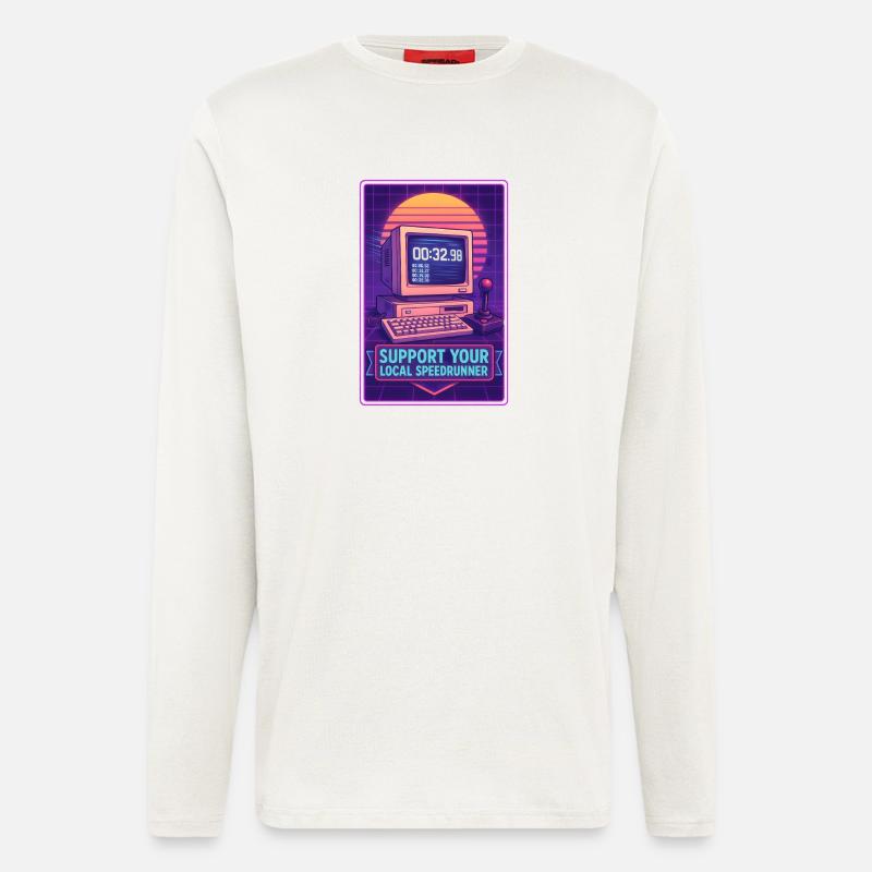 Support Speedrunners | Retro Gaming Timer - Longsleeve - made by SPREAD  - OFF WHITE