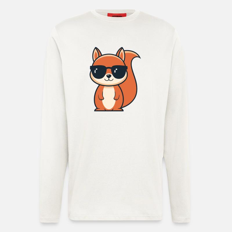 Schicke Eichhörnchen-Schwarze Brille - Langarmshirt - made by SPREAD  - OFF WHITE