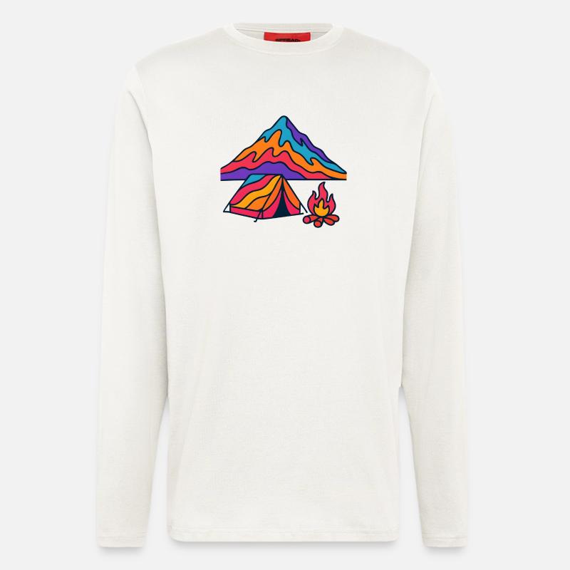 Neonberge Zeltlager Feuer - Langarmshirt - made by SPREAD  - OFF WHITE