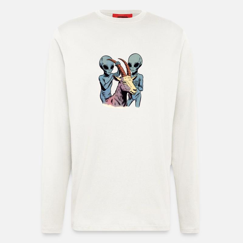 Aliens entführen Ziege - Langarmshirt - made by SPREAD  - OFF WHITE