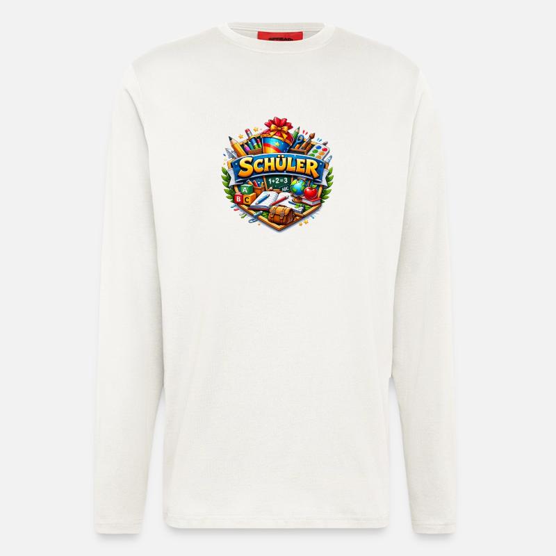 Student Learning World Sticker Design - Longsleeve - made by SPREAD  - OFF WHITE