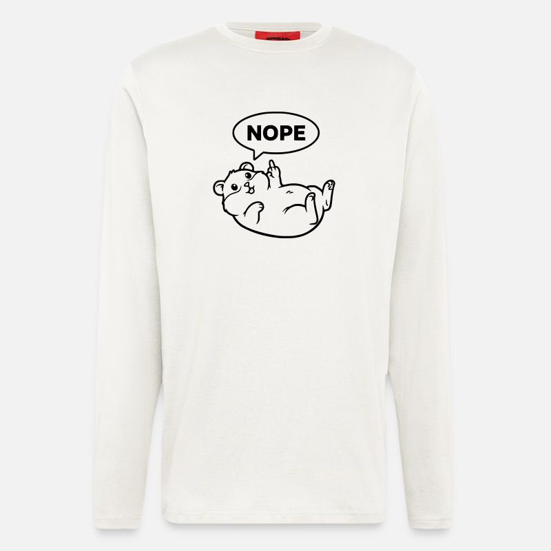Hamster Mittelfinger Nope Lineart - Langarmshirt - made by SPREAD - OFF WHITE