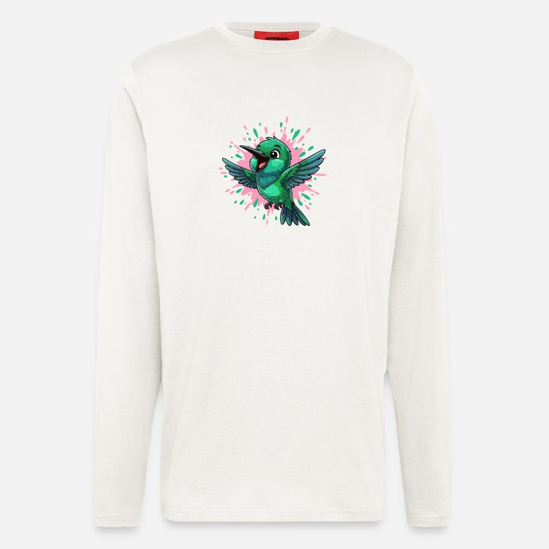 Farbenfroher Kolibri mit Farbsplash - Langarmshirt - made by SPREAD  - OFF WHITE