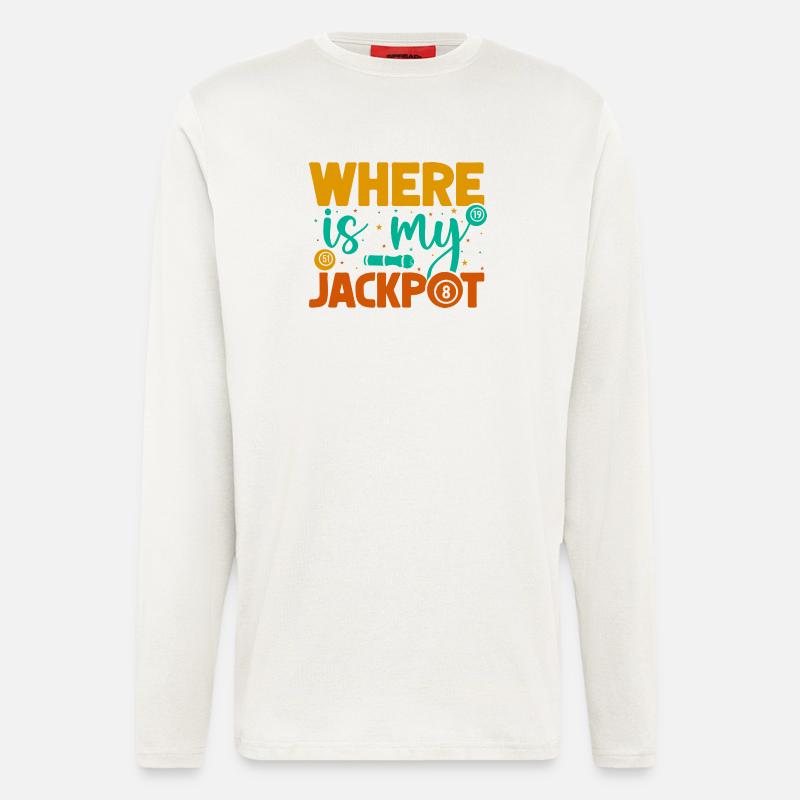 Bingo Où est mon jackpot Bingo - Manches longues bio décontracté fabriqué en UE - OFF WHITE