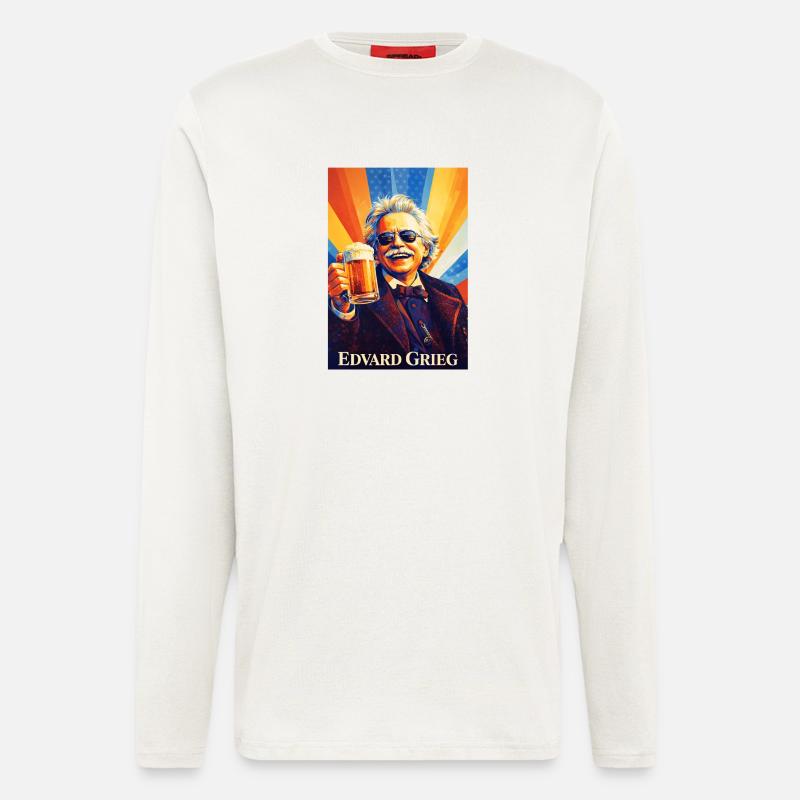 Retro Komponist mit Bierglas - Langarmshirt - made by SPREAD  - OFF WHITE