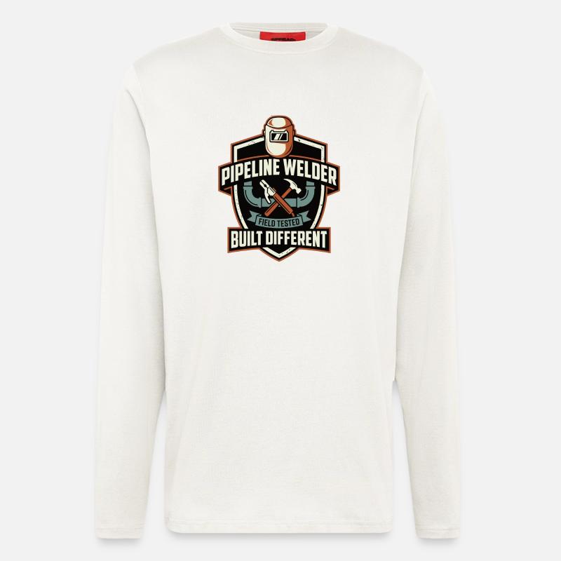 Pipeline Welder Motiv Built Different - Langarmshirt - made by SPREAD  - OFF WHITE