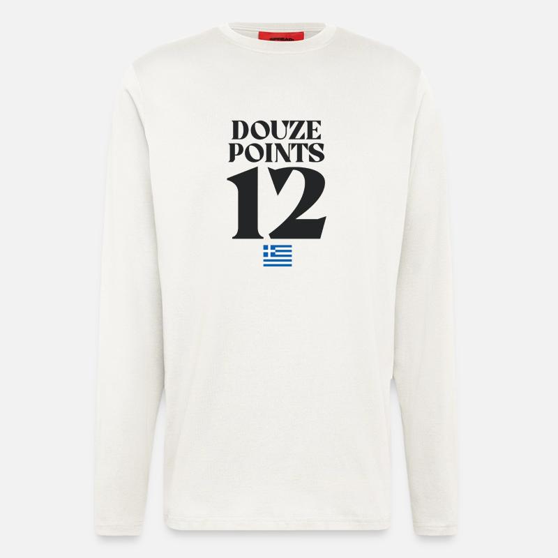 Douze Points 12 Grèce Euroviation - Manches longues bio décontracté fabriqué en UE - OFF WHITE