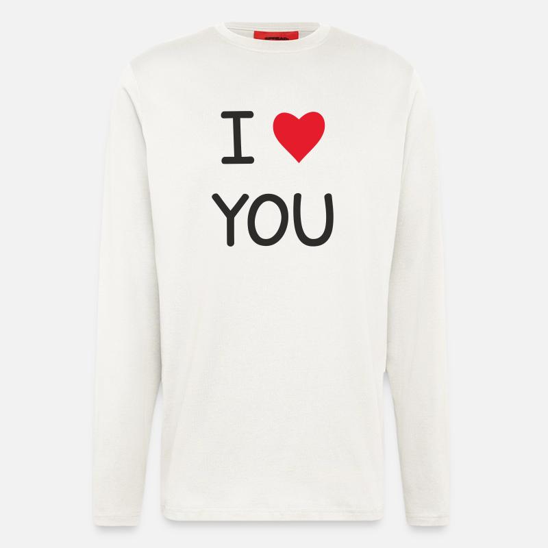 I ❤️ You – Doux Love Text Design - Manches longues bio décontracté fabriqué en UE - OFF WHITE