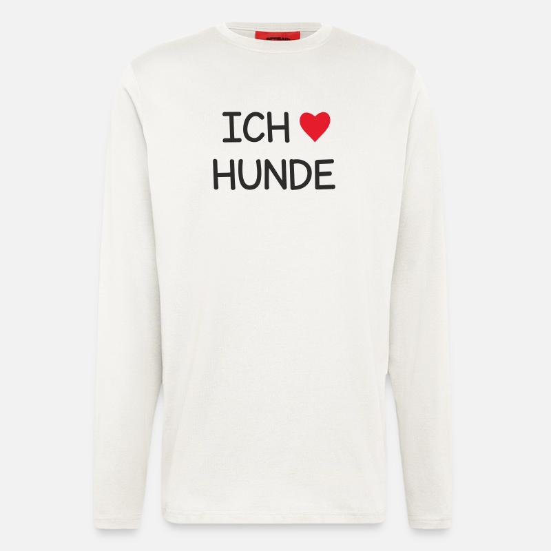 Ich ❤️ Hunde – Süßes Hundeliebe Textdesign - Langarmshirt - made by SPREAD  - OFF WHITE
