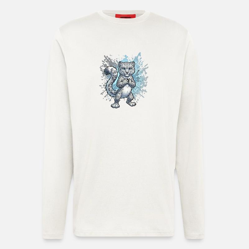 Schneeleopard Jungtier Splash - Langarmshirt - made by SPREAD  - OFF WHITE