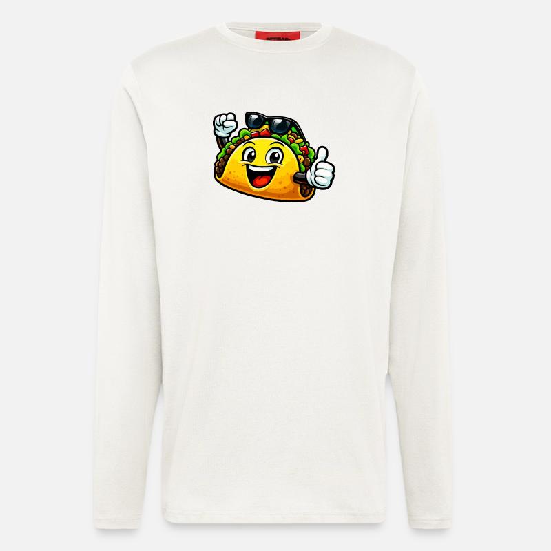 Fröhlicher Taco mit Sonnenbrille - Langarmshirt - made by SPREAD  - OFF WHITE