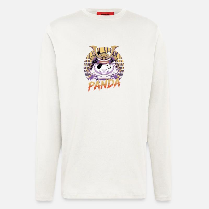 Kriegerischer Panda Samurai Illustration - Langarmshirt - made by SPREAD  - OFF WHITE