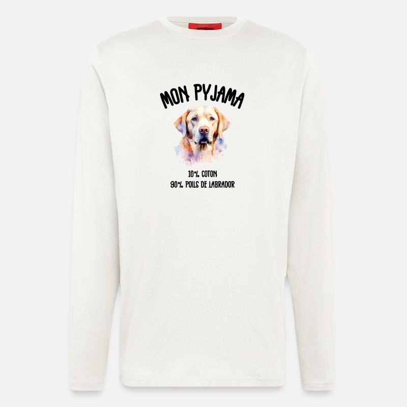 Labrador-Hunde-Pyjama-Humor - Langarmshirt - made by SPREAD  - OFF WHITE