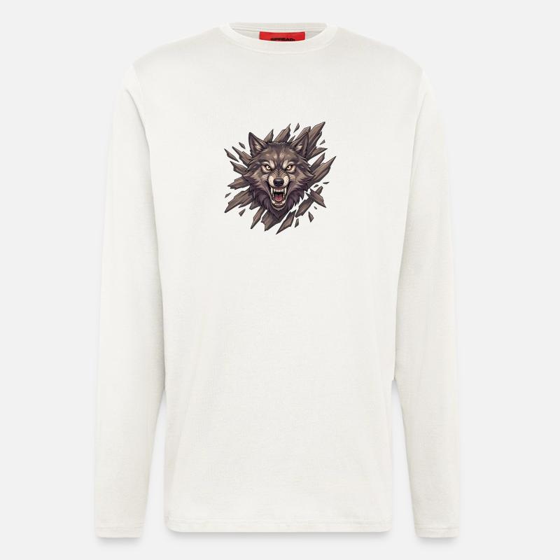 Wolf roar in splinter vision - Longsleeve - made by SPREAD  - OFF WHITE