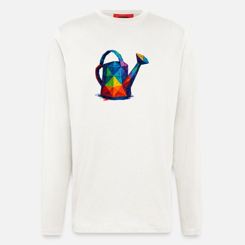Geometrische Gießkanne – Low-Poly-Gartendesign - Langarmshirt - made by SPREAD  - OFF WHITE