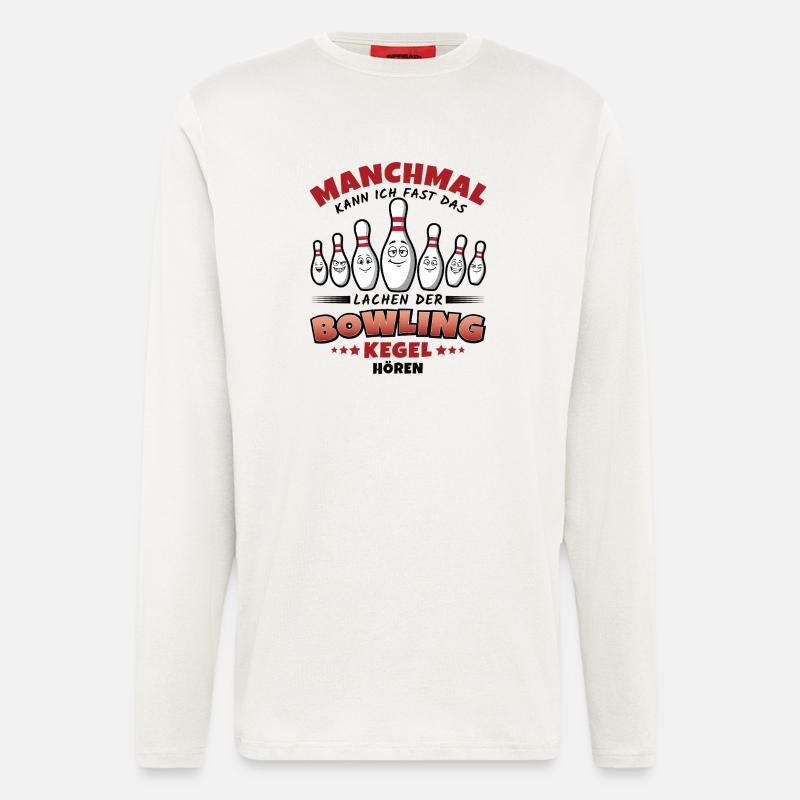 Bowling Lustiger Spruch – Lachende Kegel - Langarmshirt - made by SPREAD  - OFF WHITE