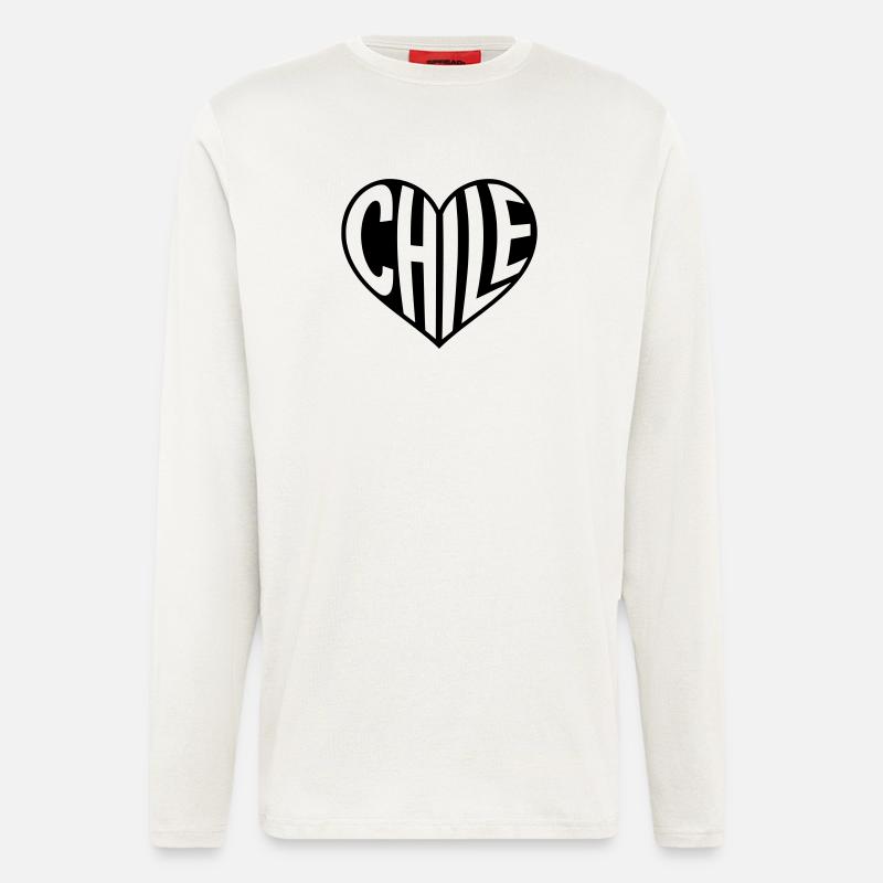 Chile Herz Typografie  - Langarmshirt - made by SPREAD  - OFF WHITE