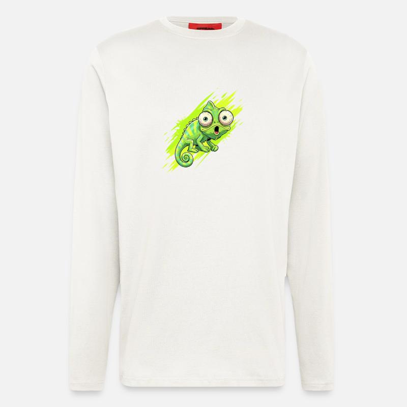 Neon Chamäleon Spritzer - Langarmshirt - made by SPREAD  - OFF WHITE