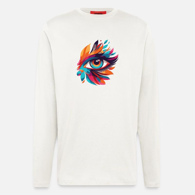 Farbenauge Blattfeuer Muster - Langarmshirt - made by SPREAD  - OFF WHITE