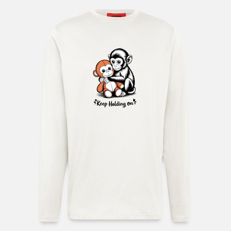 Monkey Hug Keeps Holding On - Longsleeve - made by SPREAD  - OFF WHITE