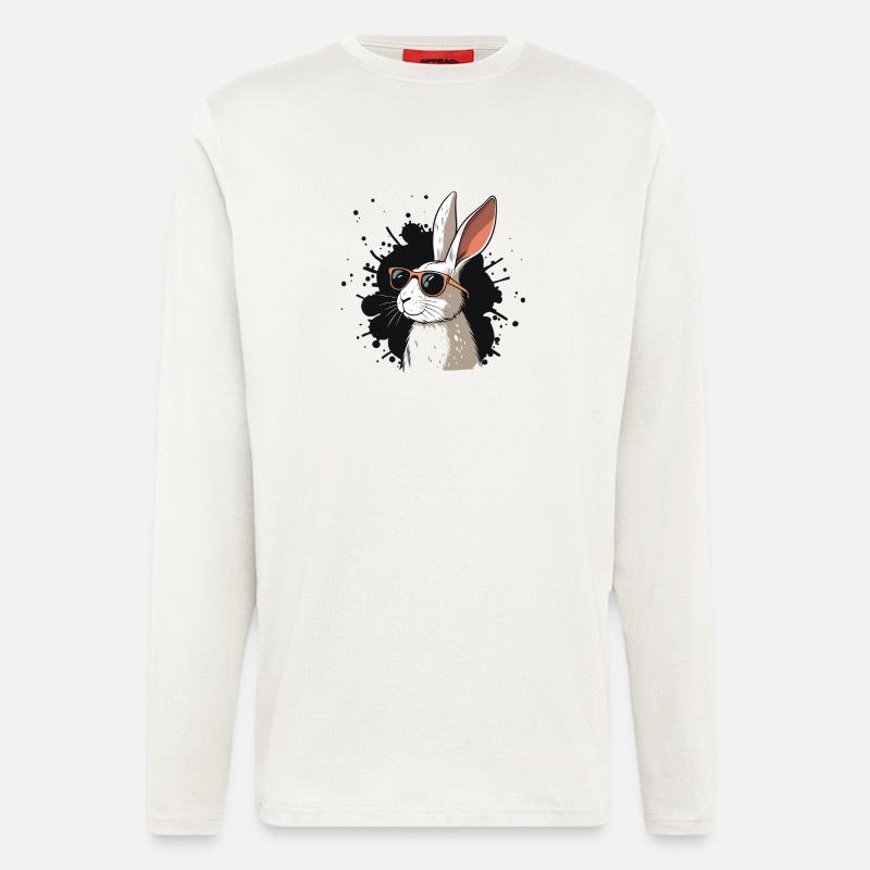 Cool Bunny Glasses on Black - Langarmshirt - made by SPREAD  - OFF WHITE