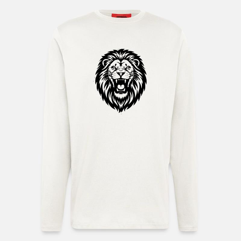 Löwe Kopf brüllend Silhouette - Langarmshirt - made by SPREAD  - OFF WHITE