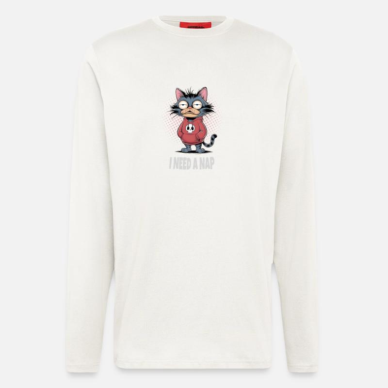I Need A Nap Müde Katze  - Langarmshirt - made by SPREAD  - OFF WHITE