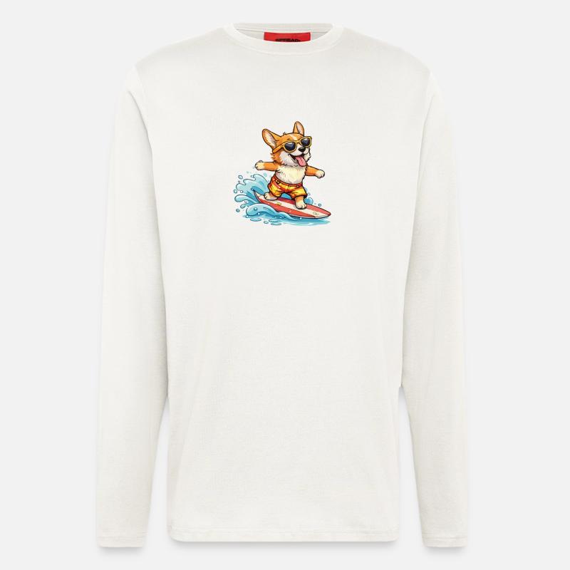 Corgi Surf-Sommerbrille - Langarmshirt - made by SPREAD  - OFF WHITE