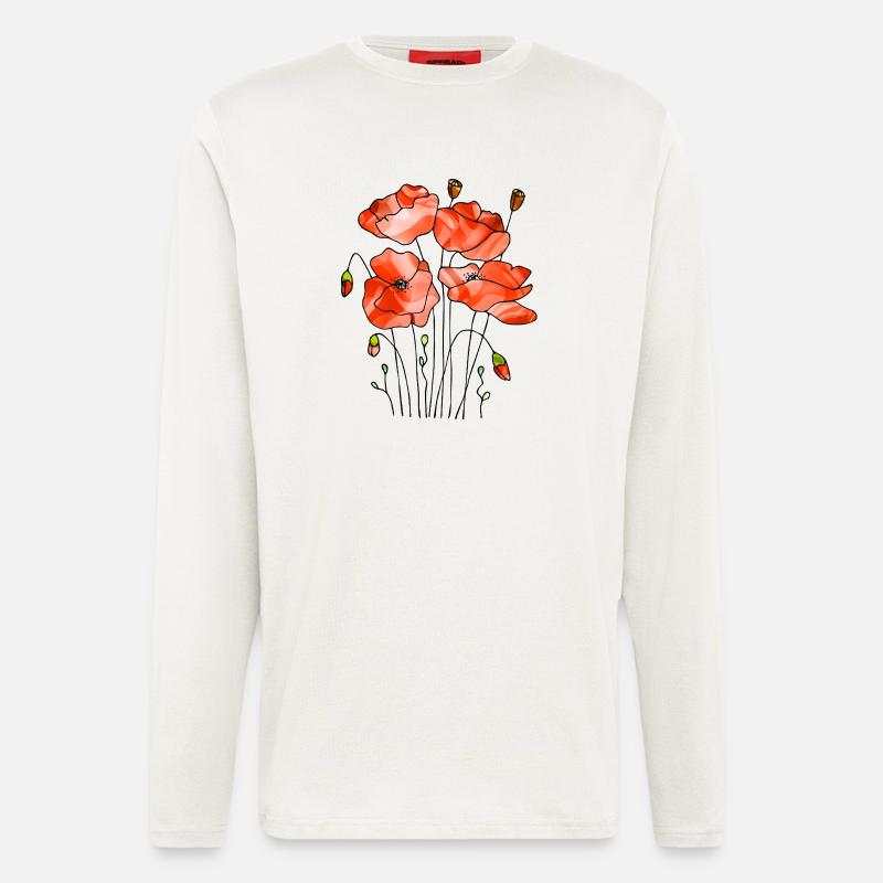 Blommor - Organic Relaxed Longsleeve Made in EU - OFF WHITE