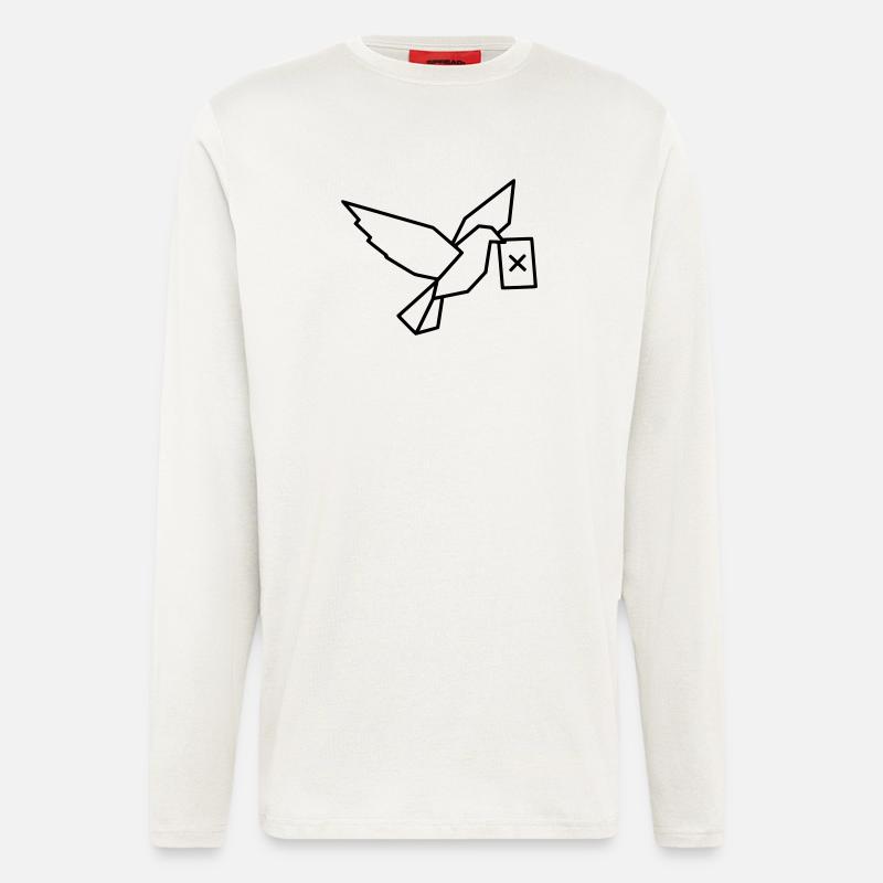 Brieftaube Wahlzettel Outline - Langarmshirt - made by SPREAD  - OFF WHITE