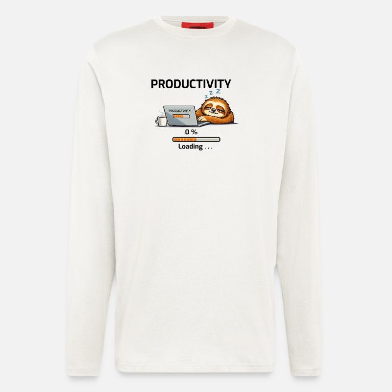 Productive Sloth on Laptop - Longsleeve - made by SPREAD - OFF WHITE