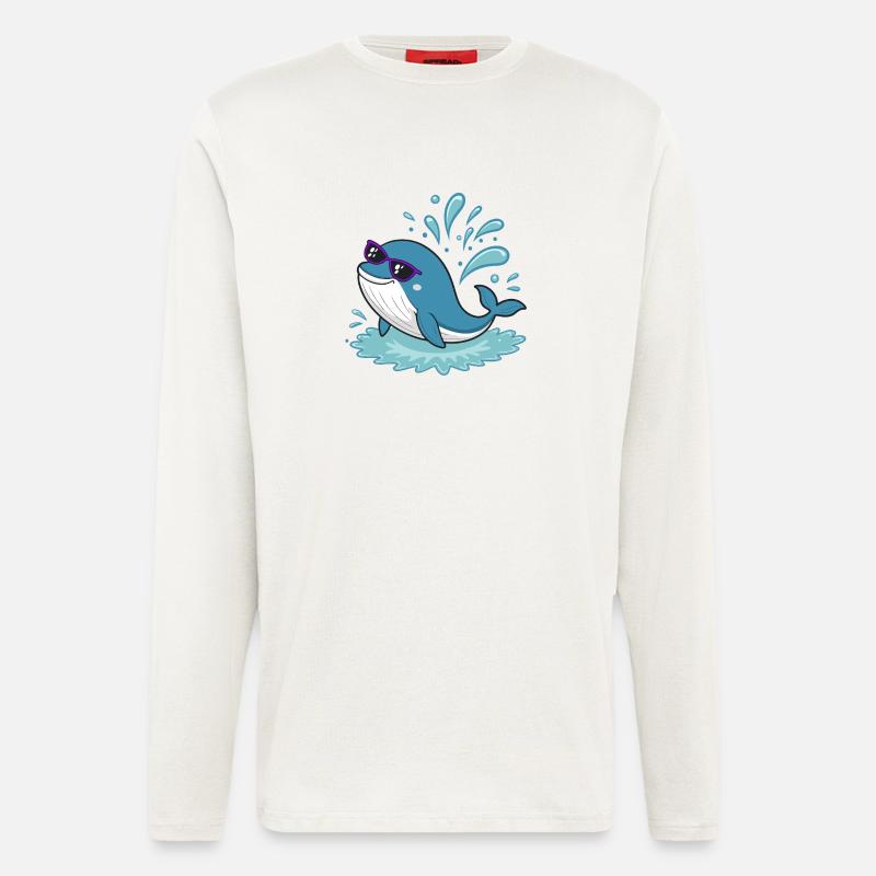 Surferwal mit Sonnenbrille - Langarmshirt - made by SPREAD  - OFF WHITE