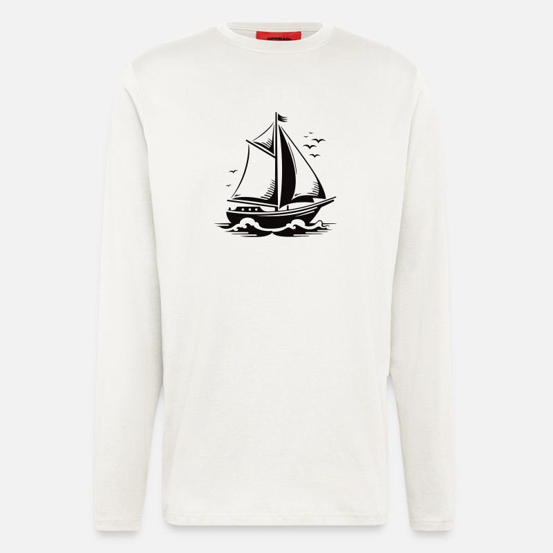 Sailing ship silhouette by the sea - Longsleeve - made by SPREAD  - OFF WHITE
